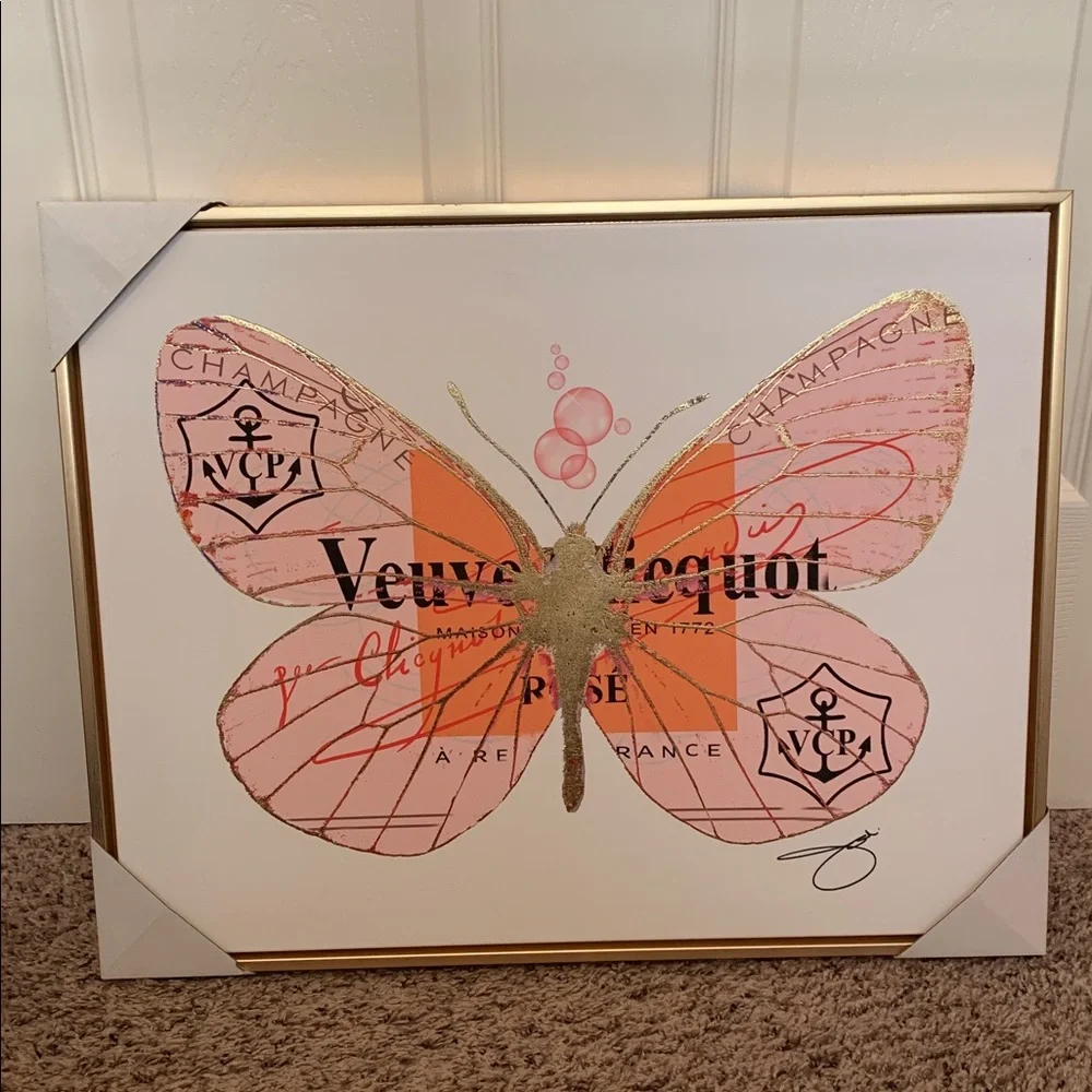 FASHION INSPIRED Butterfly Picture with Gold Frame